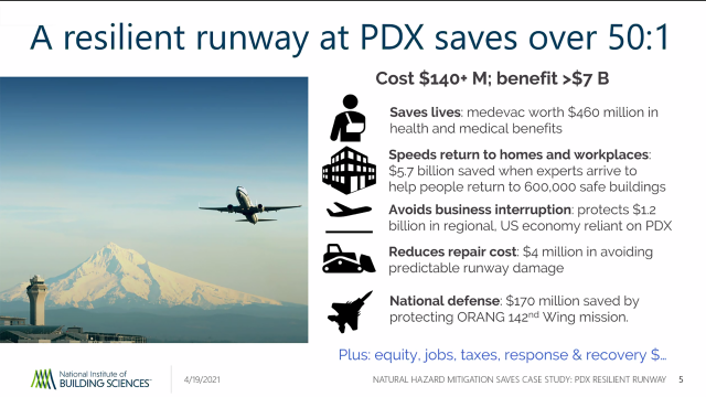 Resilience 2021: For Every $1 Spent on a Resilient Runway at PDX, Oregon Will Save $50.