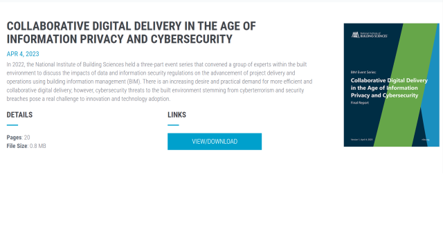 NIBS Releases Report on Collaborative Digital Delivery in the Age of Information Privacy and Cybersecurity