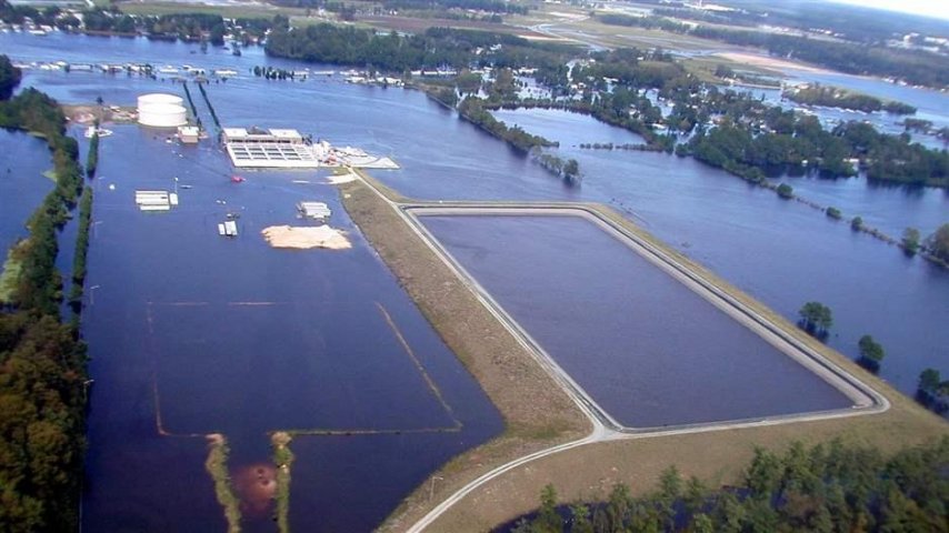 Greenville, NC water treatment plant after Hurricane Floyd on September 22, 1999
