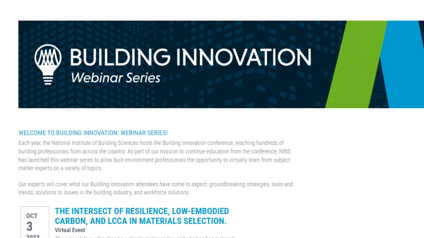 NIBS Opens Up Building Innovation Webinar Series